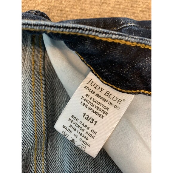 Judy Blue Jeans Womens 13/31 Mid Rise Skinny Raw Hem Dark Wash Stretch Y2K Denim - Picture 8 of 9
